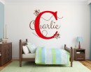 Customized Name Wall Stickers Bumble Bee Initial Letter Vinyl Wall Art Decal